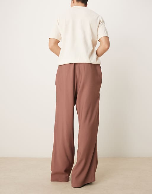 ASOS DESIGN Oversized Smart Trousers In Brown