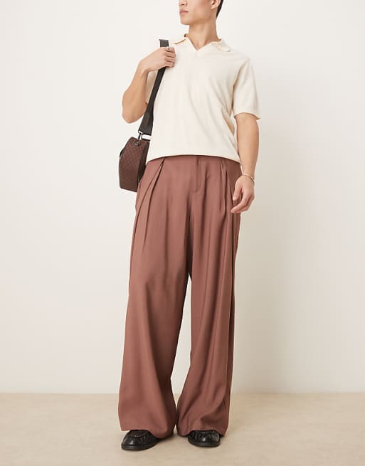 ASOS DESIGN oversized smart trousers in brown