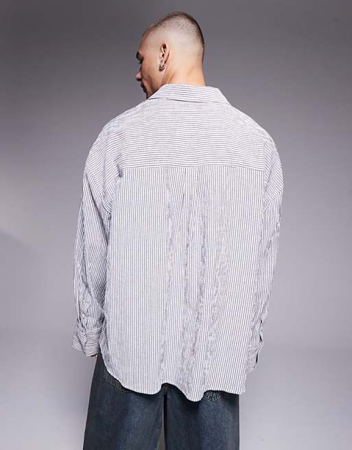 ASOS DESIGN Oversized Stripe Shirt In White And Black Seersucker