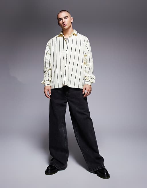 ASOS DESIGN Oversized Stripe Shirt In Yellow