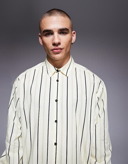ASOS DESIGN Oversized Stripe Shirt In Yellow