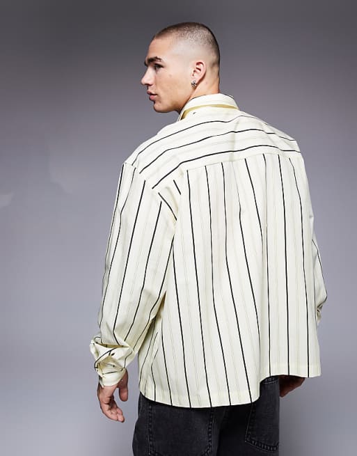 ASOS DESIGN Oversized Stripe Shirt In Yellow