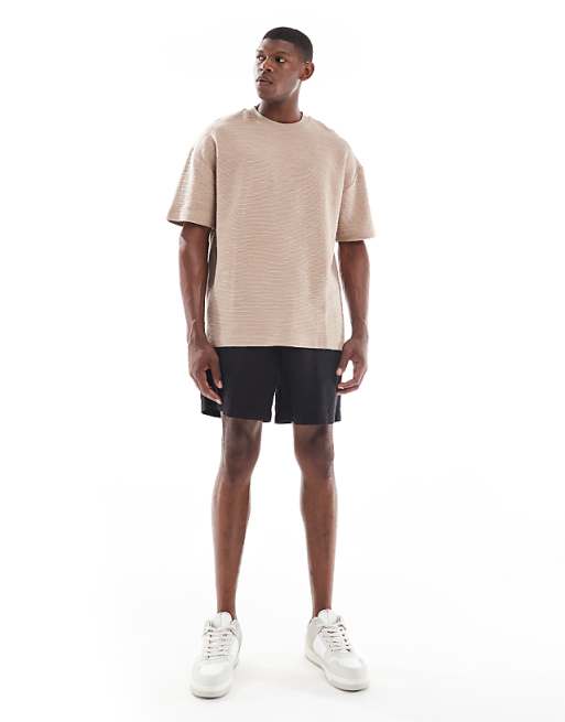 ASOS DESIGN Oversized T-shirt In Beige Boucle