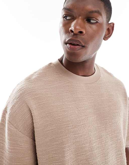 ASOS DESIGN Oversized T-shirt In Beige Boucle