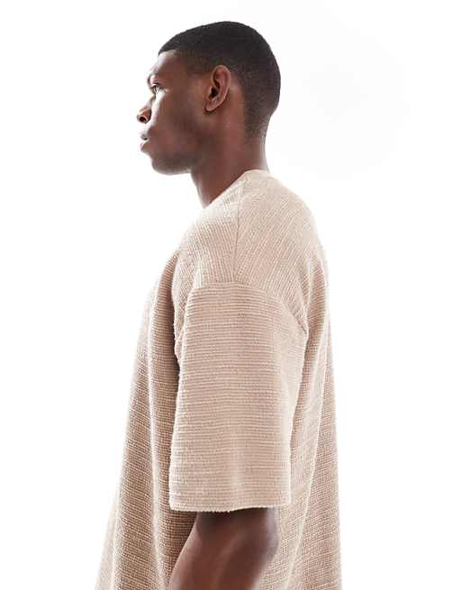 ASOS DESIGN Oversized T-shirt In Beige Boucle