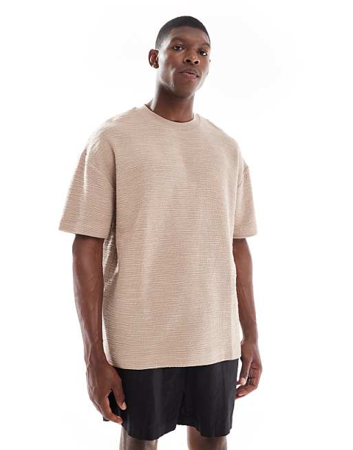 ASOS DESIGN oversized t-shirt in beige boucle
