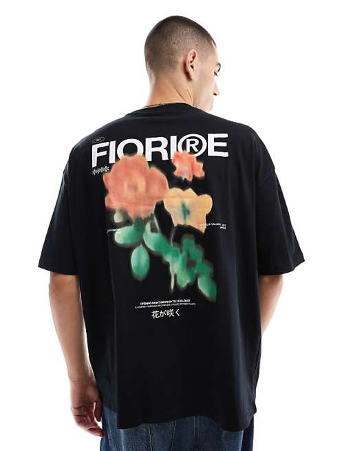 ASOS DESIGN oversized t-shirt in black with back print