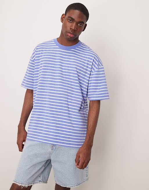 ASOS DESIGN oversized t-shirt in blue and white stripe