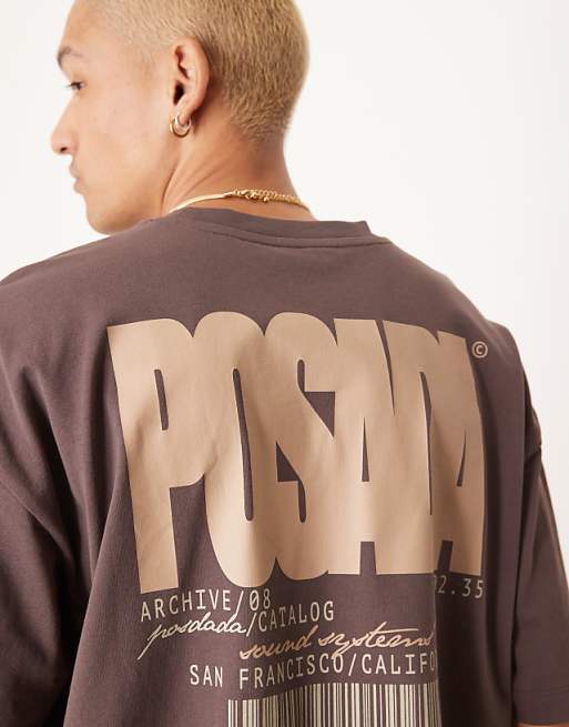 ASOS DESIGN Oversized T-shirt In Brown Back Print Detail