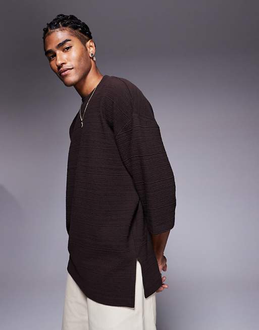 ASOS DESIGN oversized t-shirt in brown texture