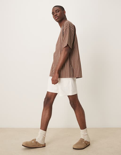 ASOS DESIGN Oversized T-shirt In Brown Textured Stripe