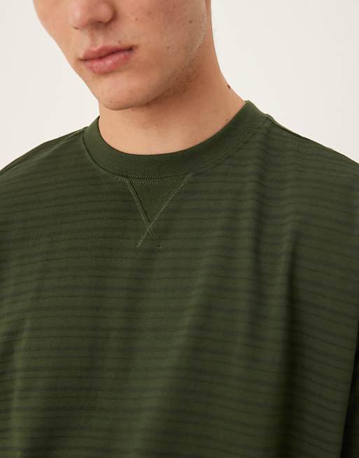 ASOS DESIGN Oversized T-shirt In Green Textured Stripe