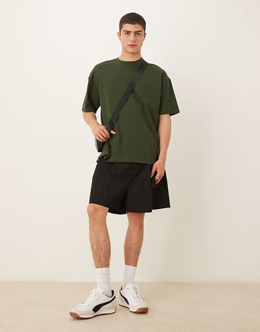 ASOS DESIGN oversized t-shirt in green textured stripe
