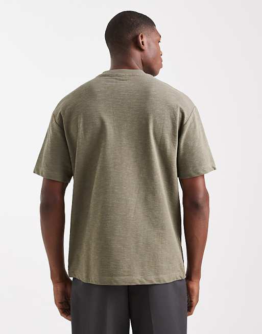 ASOS DESIGN Oversized T-shirt In Khaki Boucle