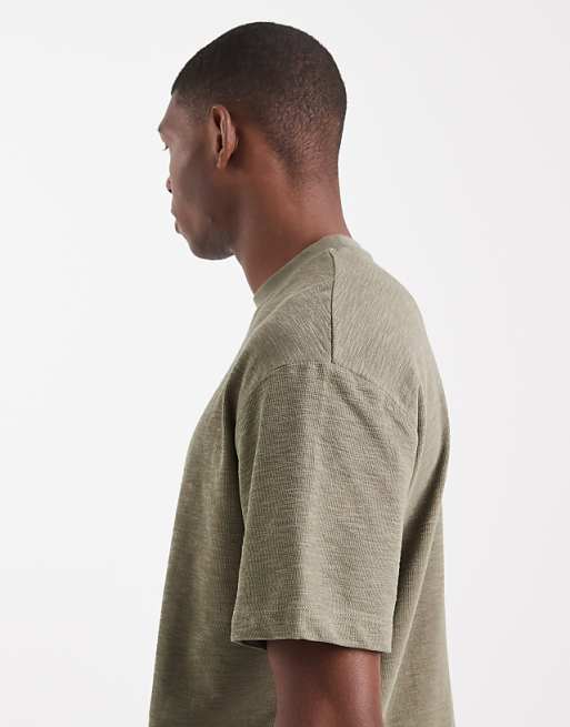 ASOS DESIGN Oversized T-shirt In Khaki Boucle
