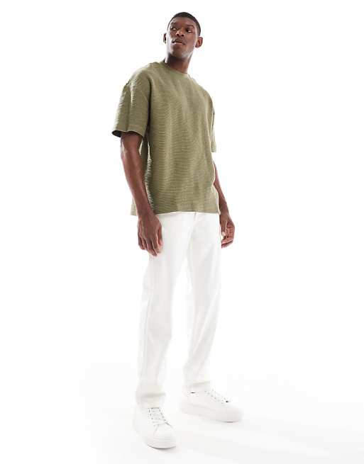 ASOS DESIGN Oversized T-shirt In Khaki Boucle