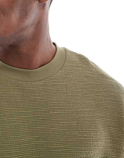 ASOS DESIGN Oversized T-shirt In Khaki Boucle