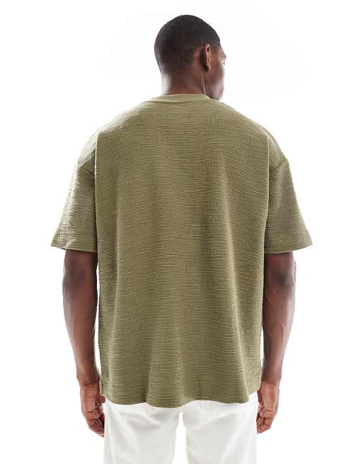 ASOS DESIGN Oversized T-shirt In Khaki Boucle