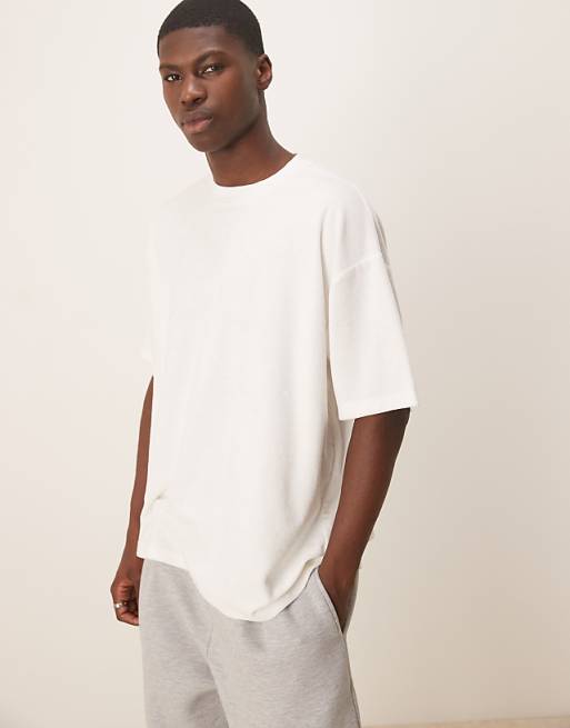 ASOS DESIGN oversized t-shirt in white towelling