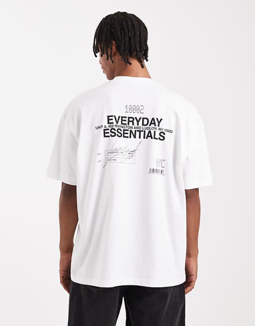 ASOS DESIGN oversized t-shirt in white with text back print