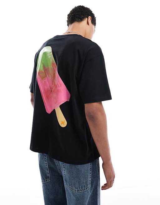 ASOS DESIGN oversized t-shirt with back print in black