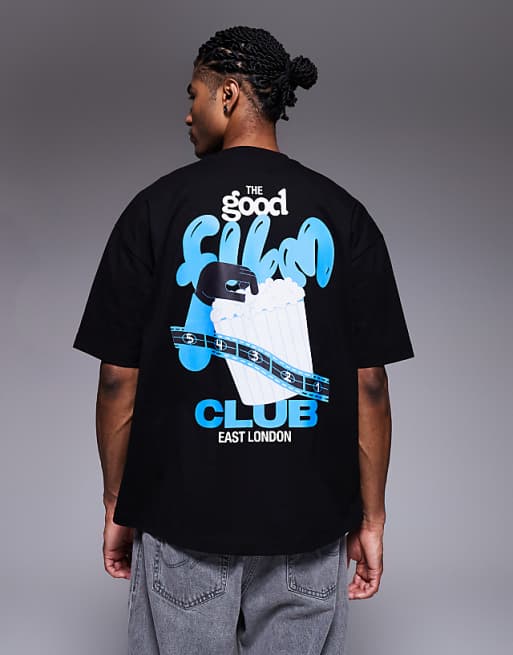 ASOS DESIGN oversized t-shirt with back print in black