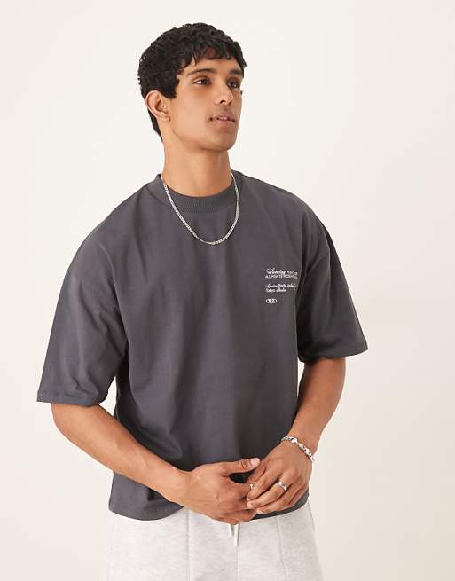 ASOS DESIGN Oversized T-shirt With Back Print In Grey