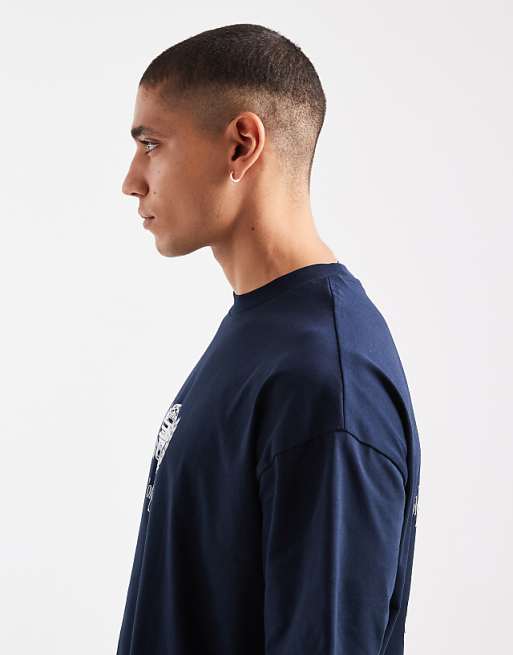 ASOS DESIGN Oversized T-shirt With Back Print In Navy