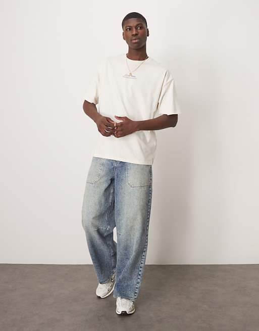 ASOS DESIGN Oversized T-shirt With Bird Back Print In Off White