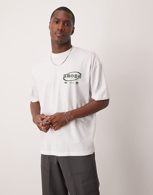 ASOS DESIGN Oversized T-shirt With Bonsai Graphic In White