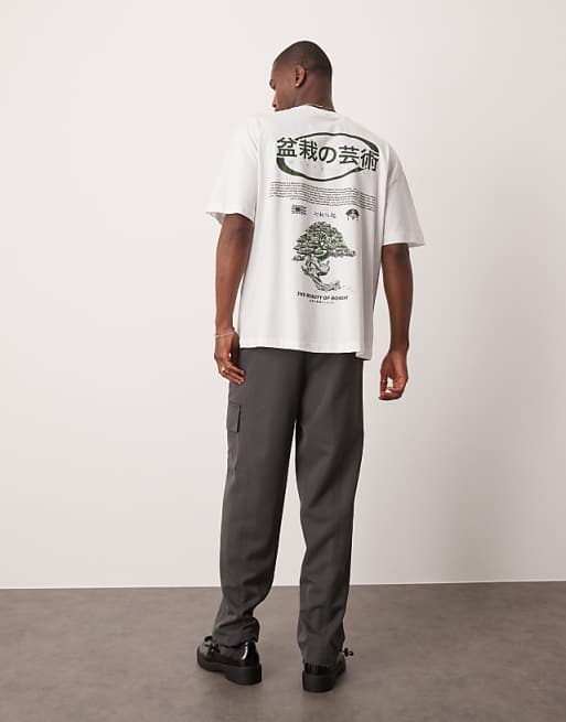 ASOS DESIGN Oversized T-shirt With Bonsai Graphic In White