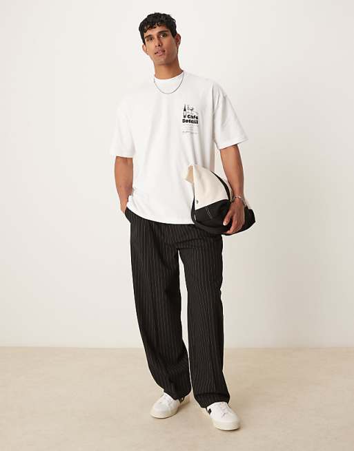 ASOS DESIGN Oversized T-shirt With Cafe Graphic In White