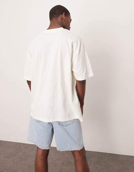 ASOS DESIGN Oversized T-shirt With Cafe Graphic In Cream