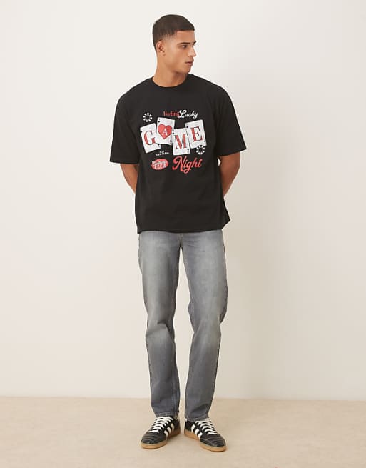 ASOS DESIGN Oversized T-shirt With Cartoon Print In Black