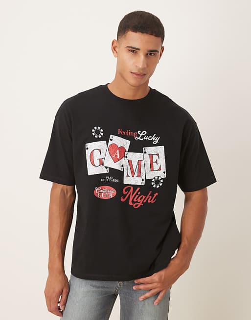 ASOS DESIGN oversized t-shirt with cartoon print in black