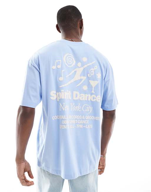 ASOS DESIGN Oversized T-shirt With Celestial Graphic In Light Blue