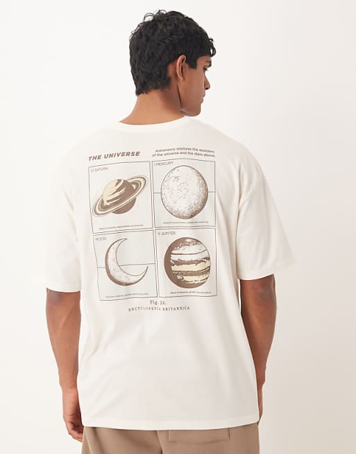 ASOS DESIGN Oversized T-shirt With Celestial Graphic In Cream