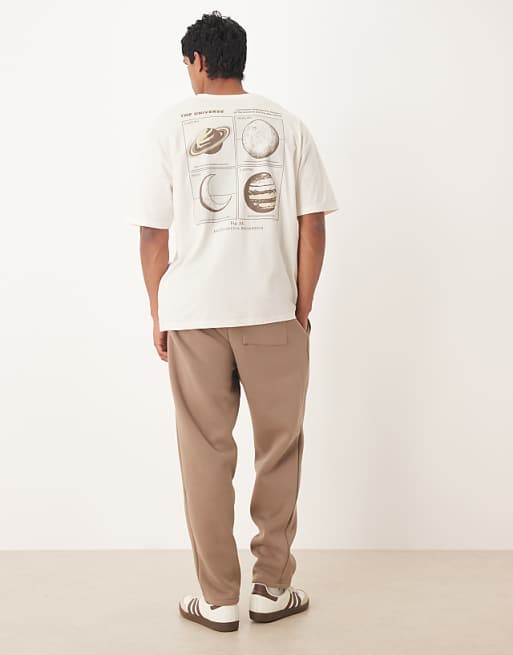 ASOS DESIGN oversized t-shirt with celestial graphic in cream