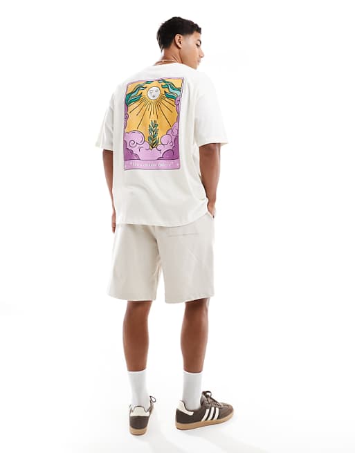 ASOS DESIGN Oversized T-shirt With Celestial Graphic In Off White