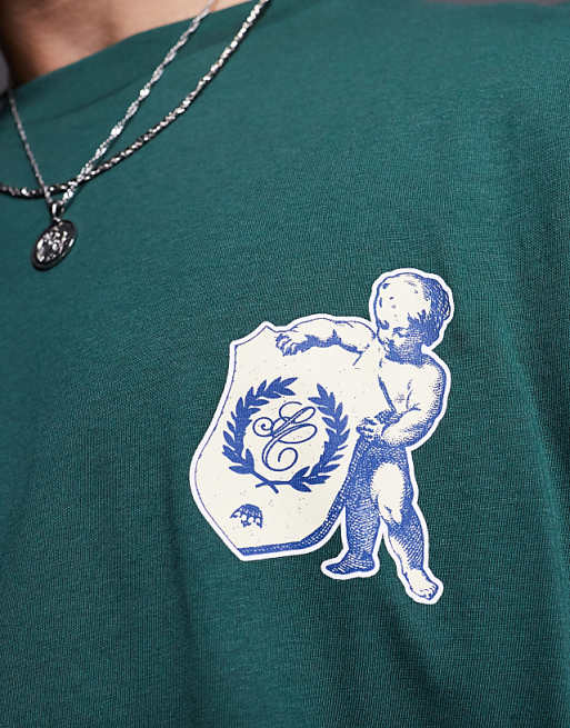 ASOS DESIGN Oversized T-shirt With Cherub Graphic In Green