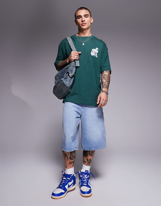 ASOS DESIGN Oversized T-shirt With Cherub Graphic In Green