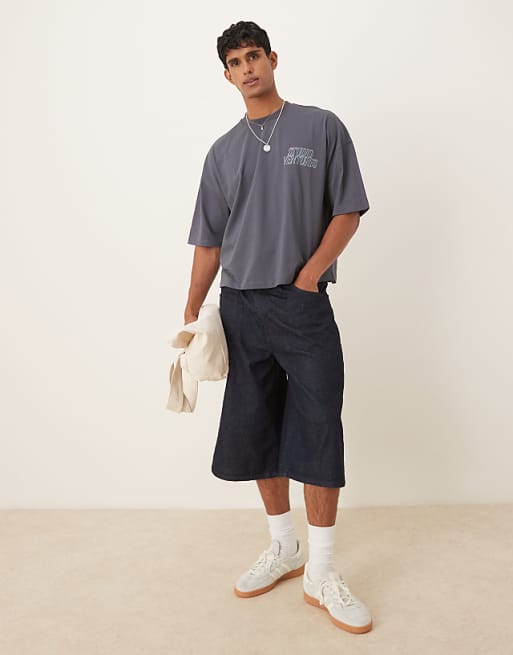 ASOS DESIGN Oversized T-shirt With Chest Embroidery In Washed Black