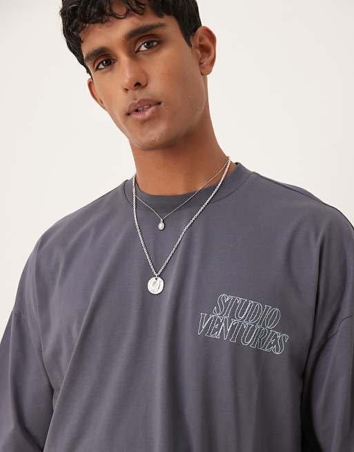 ASOS DESIGN Oversized T-shirt With Chest Embroidery In Washed Black