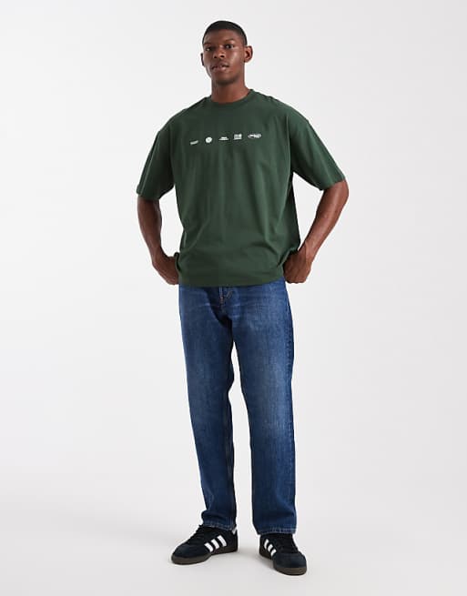 ASOS DESIGN Oversized T-shirt With Chest Print In Green