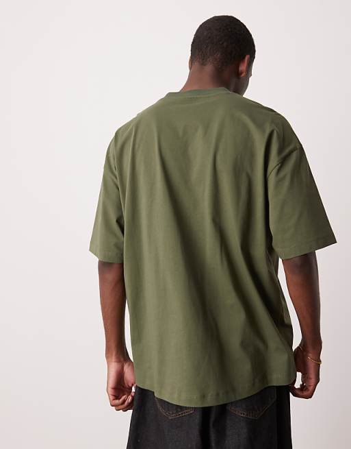 ASOS DESIGN Oversized T-shirt With Chest Print In Khaki