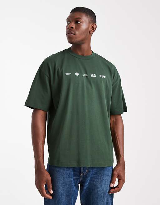 ASOS DESIGN oversized t-shirt with chest print in green