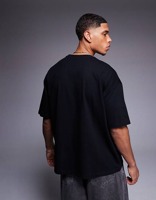 ASOS DESIGN Oversized T-shirt With City Chest Embroidery In Black