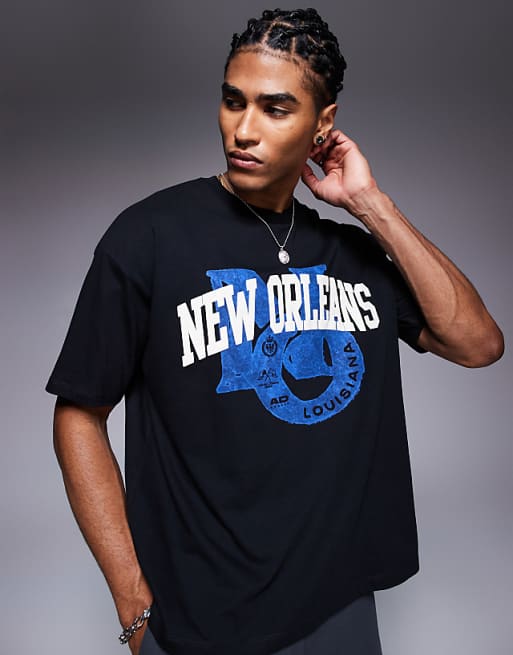 ASOS DESIGN oversized t-shirt with city graphic in black