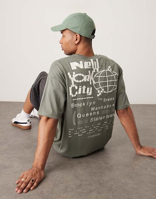 ASOS DESIGN Oversized T-shirt With City Graphic In Khaki