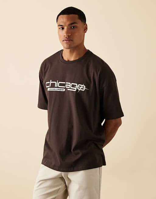 ASOS DESIGN Oversized T-shirt With City Graphic In Brown